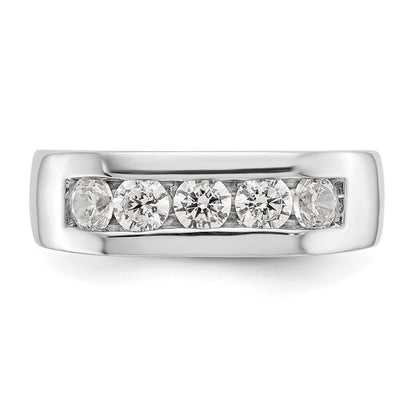 0.75ct. CZ Solid Real 14K White Gold 5-Stone Channel Wedding Band Ring