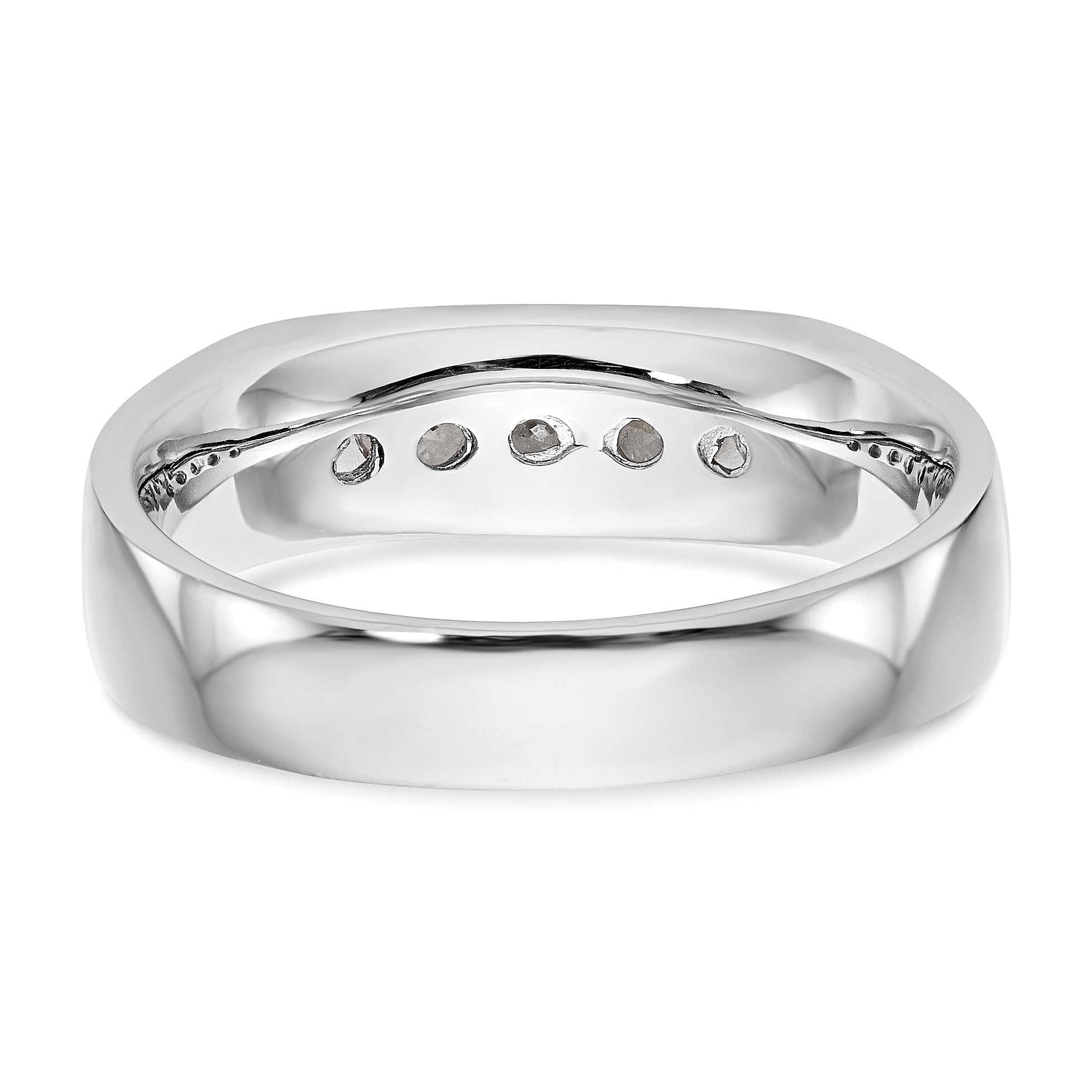 0.50ct. CZ Solid Real 14K White Gold 5-Stone Channel Wedding Band Ring