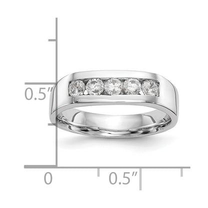 0.75ct. CZ Solid Real 14K White Gold 5-Stone Channel Wedding Band Ring