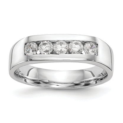 0.50ct. CZ Solid Real 14K White Gold 5-Stone Channel Wedding Band Ring