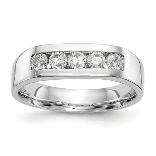 0.75ct. CZ Solid Real 14K White Gold 5-Stone Channel Wedding Band Ring