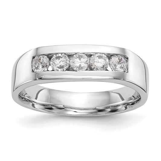 0.75ct. CZ Solid Real 14K White Gold 5-Stone Channel Wedding Band Ring
