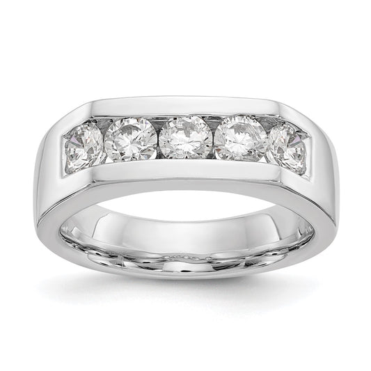 14K White Gold 5-Stone Real Diamond Channel Band