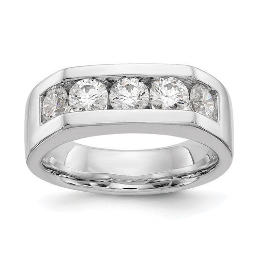 14K White Gold 5-Stone Real Diamond Channel Band