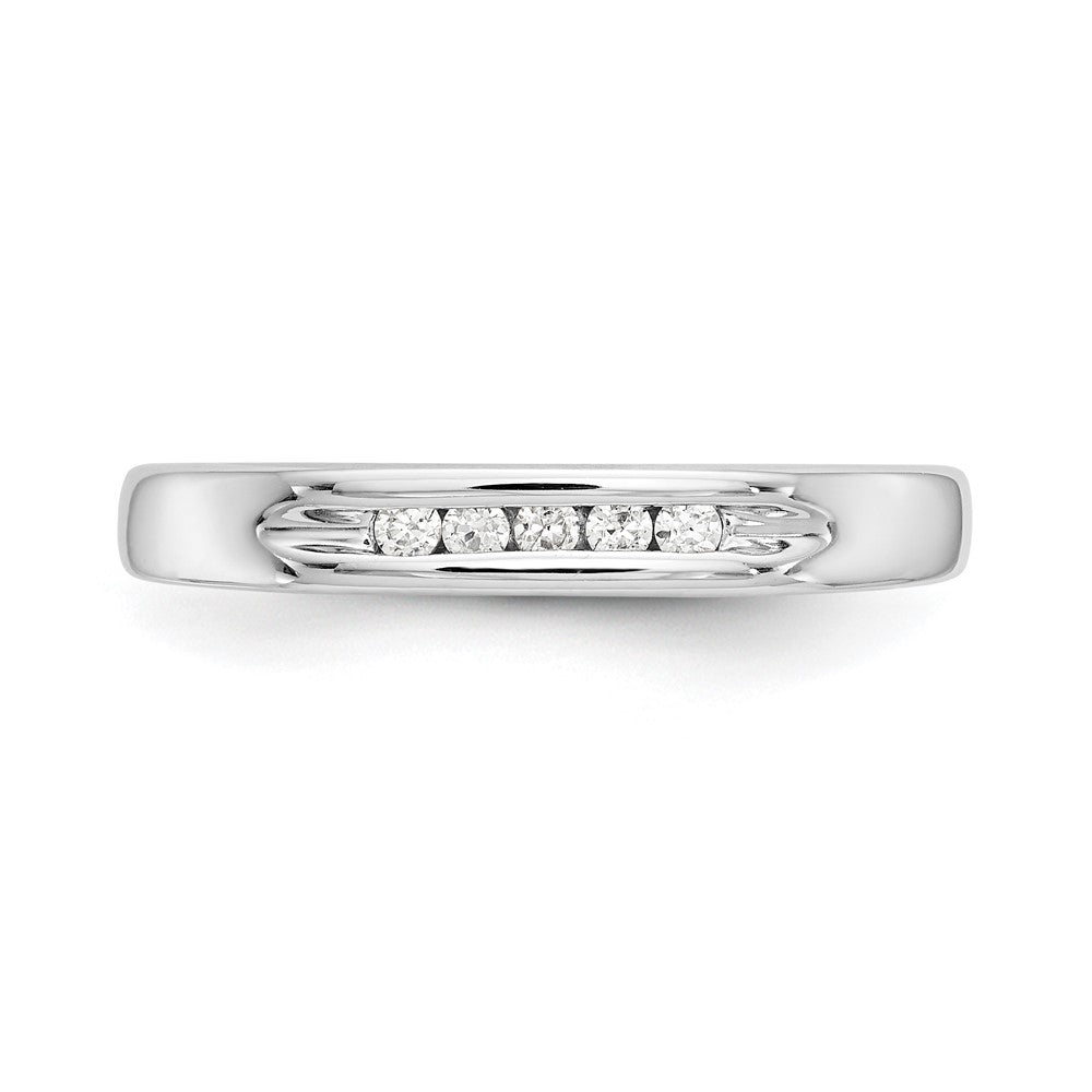 0.09ct. CZ Solid Real 14K White Gold 5-Stone Channel Wedding Band Ring