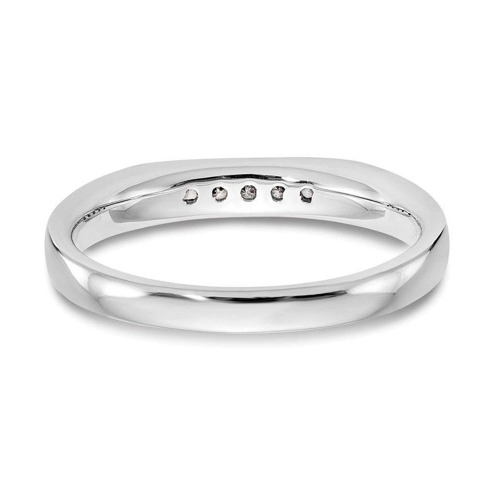 0.09ct. CZ Solid Real 14K White Gold 5-Stone Channel Wedding Band Ring