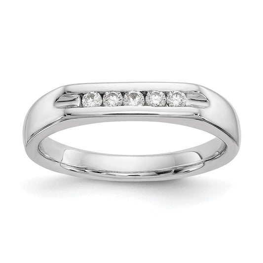 14K White Gold 5-Stone Real Diamond Channel Band