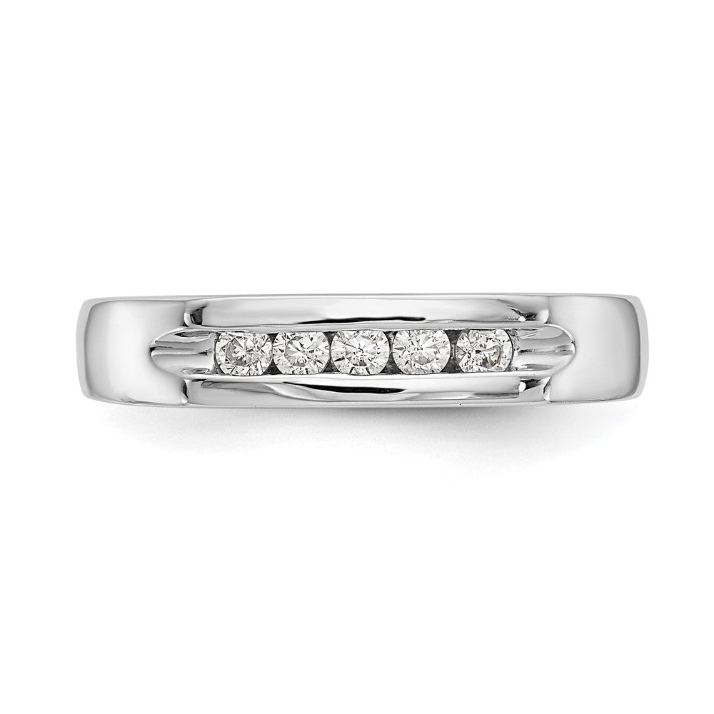 0.20ct. CZ Solid Real 14K White Gold 5-Stone Channel Wedding Band Ring