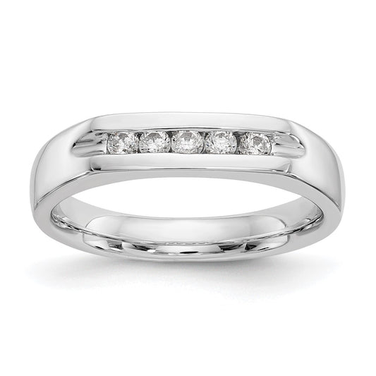 0.20ct. CZ Solid Real 14K White Gold 5-Stone Channel Wedding Band Ring