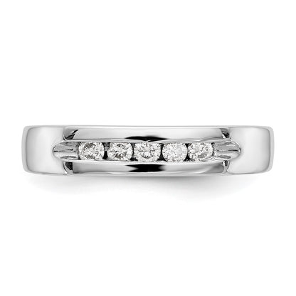 0.25ct. CZ Solid Real 14K White Gold 5-Stone Channel Wedding Band Ring