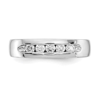 0.33ct. CZ Solid Real 14K White Gold 5-Stone Channel Wedding Band Ring