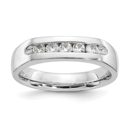 0.33ct. CZ Solid Real 14K White Gold 5-Stone Channel Wedding Band Ring