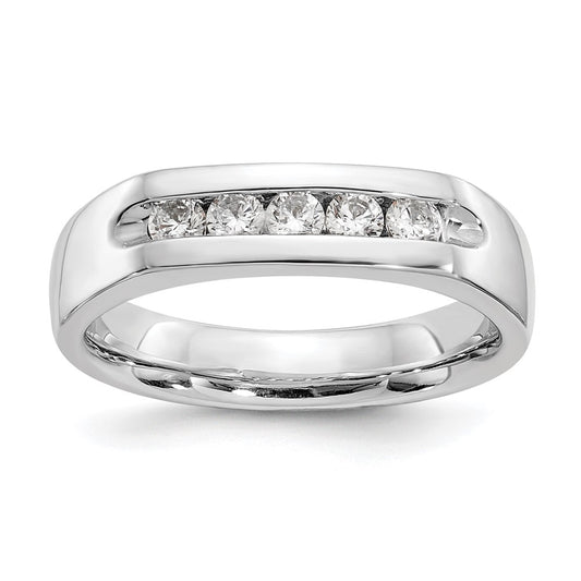 0.33ct. CZ Solid Real 14K White Gold 5-Stone Channel Wedding Band Ring