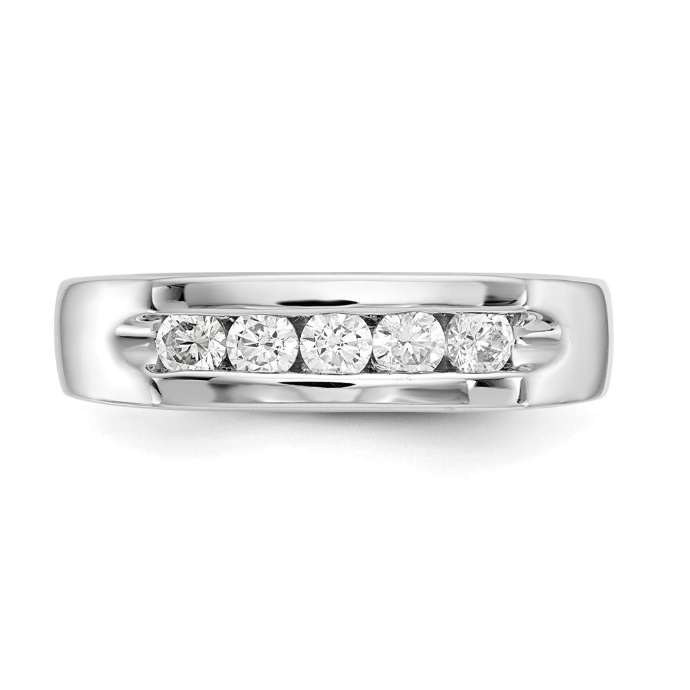 0.40ct. CZ Solid Real 14K White Gold 5-Stone Channel Wedding Band Ring