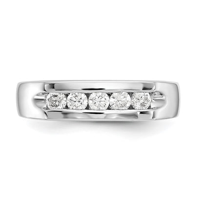 0.40ct. CZ Solid Real 14K White Gold 5-Stone Channel Wedding Band Ring