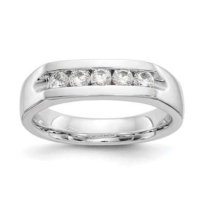 0.40ct. CZ Solid Real 14K White Gold 5-Stone Channel Wedding Band Ring