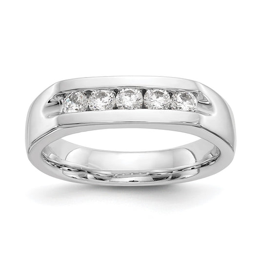 0.40ct. CZ Solid Real 14K White Gold 5-Stone Channel Wedding Band Ring