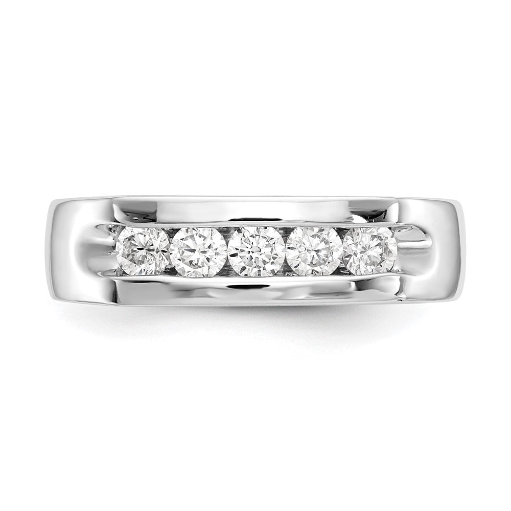 0.50ct. CZ Solid Real 14K White Gold 5-Stone Channel Wedding Band Ring