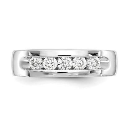 0.50ct. CZ Solid Real 14K White Gold 5-Stone Channel Wedding Band Ring