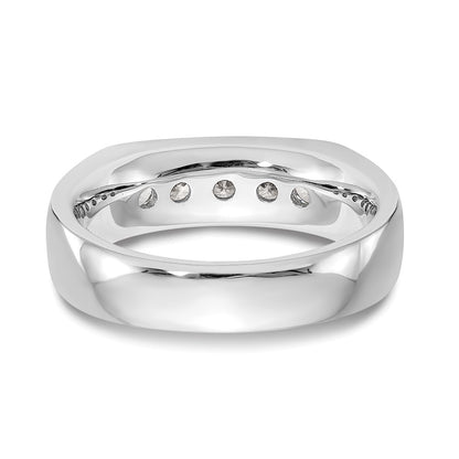 0.50ct. CZ Solid Real 14K White Gold 5-Stone Channel Wedding Band Ring