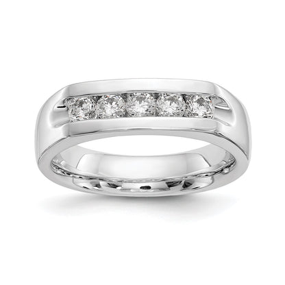 0.50ct. CZ Solid Real 14K White Gold 5-Stone Channel Wedding Band Ring