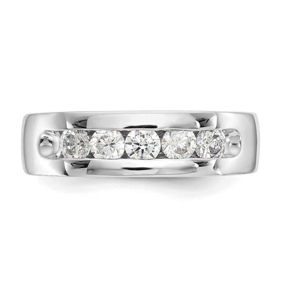 0.63ct. CZ Solid Real 14K White Gold 5-Stone Channel Wedding Band Ring