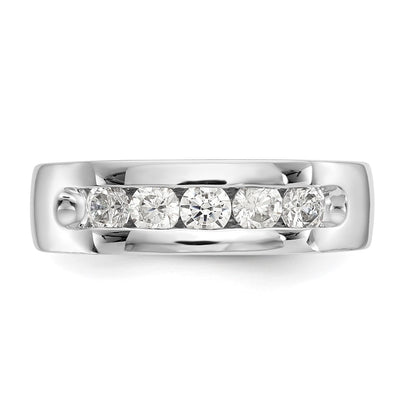 0.63ct. CZ Solid Real 14K White Gold 5-Stone Channel Wedding Band Ring