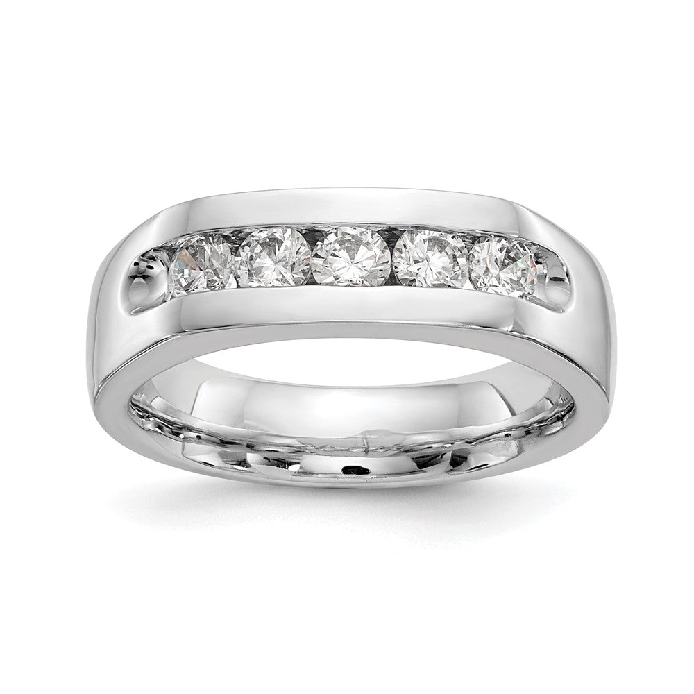 0.63ct. CZ Solid Real 14K White Gold 5-Stone Channel Wedding Band Ring
