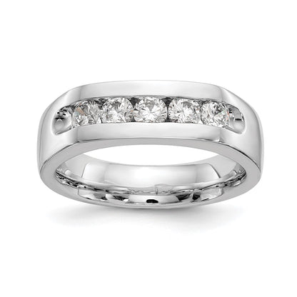 0.63ct. CZ Solid Real 14K White Gold 5-Stone Channel Wedding Band Ring