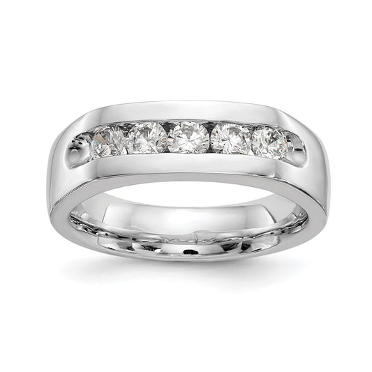 0.63ct. CZ Solid Real 14K White Gold 5-Stone Channel Wedding Band Ring