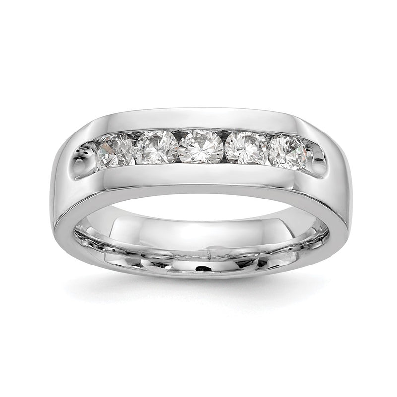 14K White Gold 5-Stone Real Diamond Channel Band