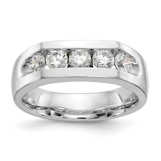 0.75ct. CZ Solid Real 14K White Gold 5-Stone Channel Wedding Band Ring