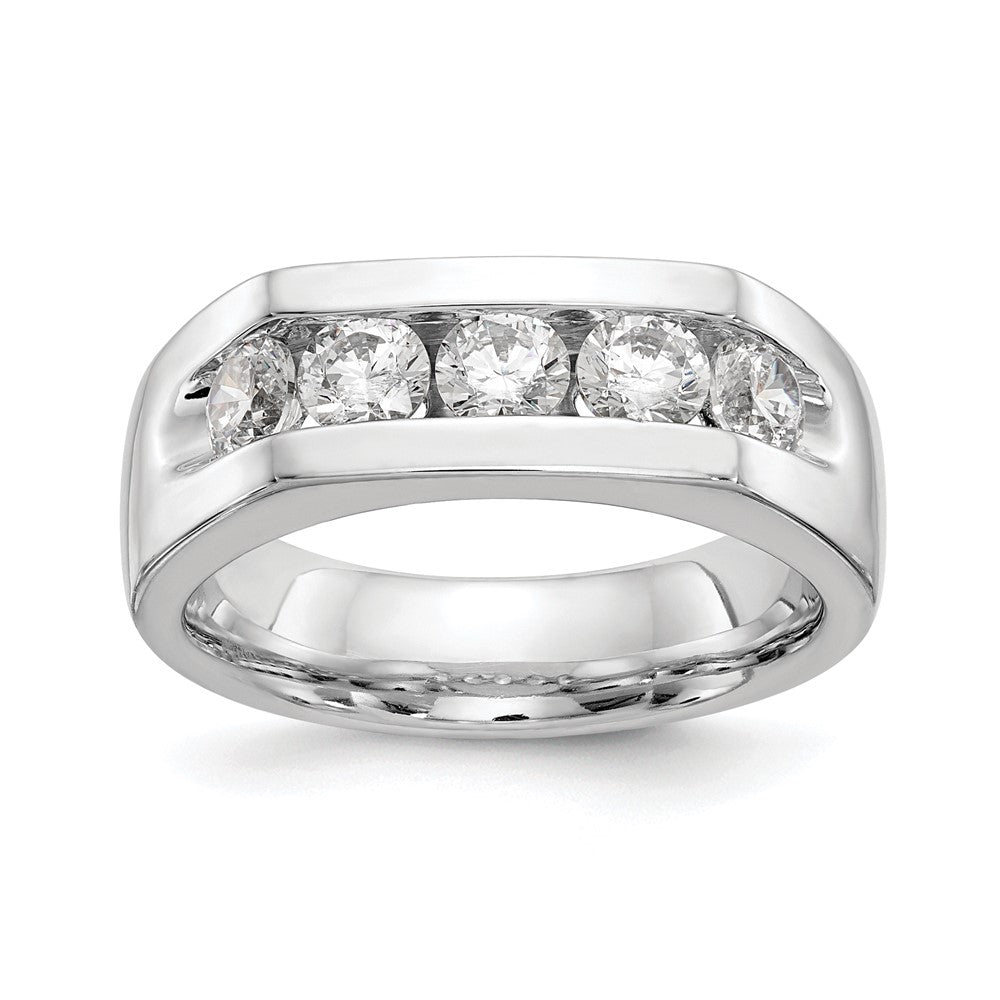 1.00ct. CZ Solid Real 14K White Gold 5-Stone Channel Wedding Band Ring