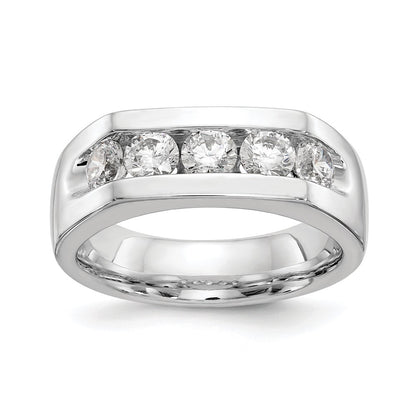 1.00ct. CZ Solid Real 14K White Gold 5-Stone Channel Wedding Band Ring
