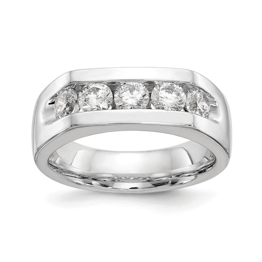 1.00ct. CZ Solid Real 14K White Gold 5-Stone Channel Wedding Band Ring
