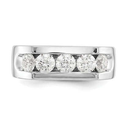 1.25ct. CZ Solid Real 14K White Gold 5-Stone Channel Wedding Band Ring