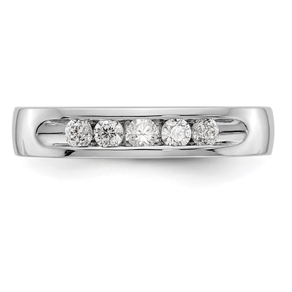 0.26ct. CZ Solid Real 14K White Gold 5-2.4mm Stone Channel Wedding Band Ring