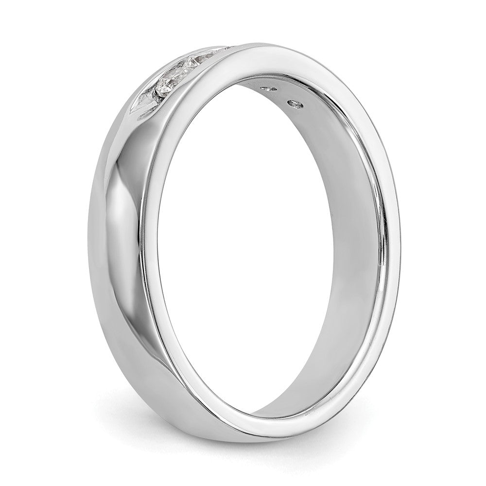 0.26ct. CZ Solid Real 14K White Gold 5-2.4mm Stone Channel Wedding Band Ring