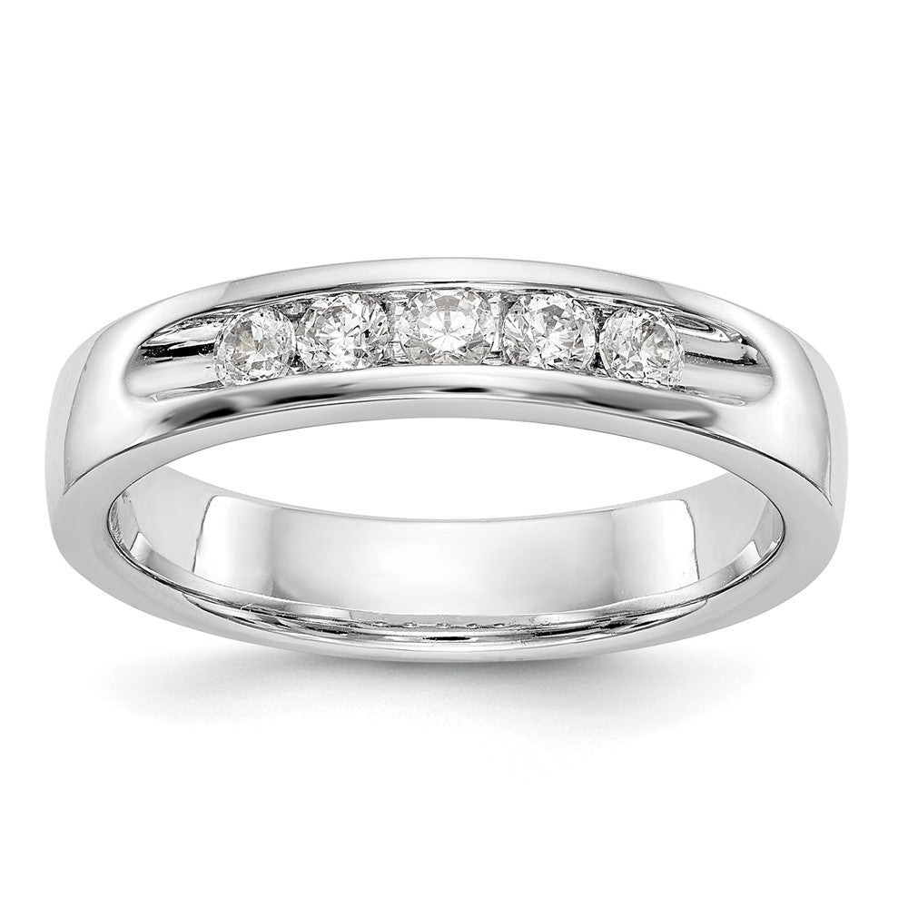 0.26ct. CZ Solid Real 14K White Gold 5-Stone Channel Wedding Band Ring
