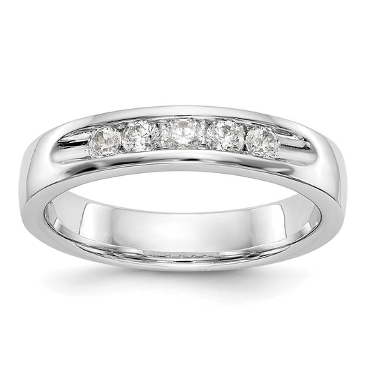 0.26ct. CZ Solid Real 14K White Gold 5-Stone Channel Wedding Band Ring
