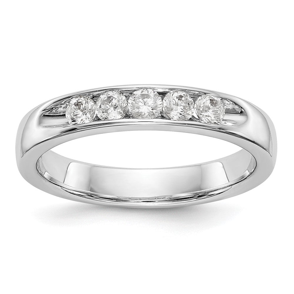 0.35ct. CZ Solid Real 14K White Gold 5-2.6mm Stone Open Channel Wedding Band Ring
