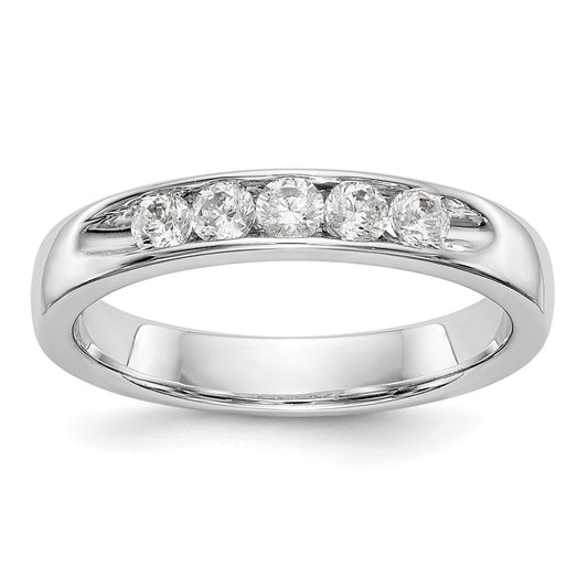 0.35ct. CZ Solid Real 14K White Gold 5-Stone Channel Wedding Band Ring