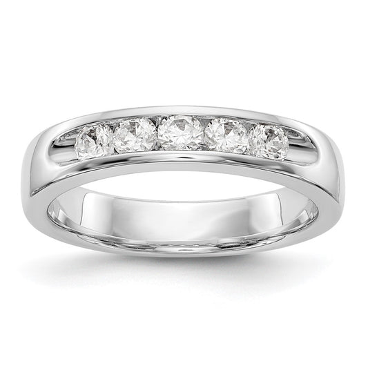 14k White Gold 5-Stone 1/2 carat Round Diamond Complete Channel Band