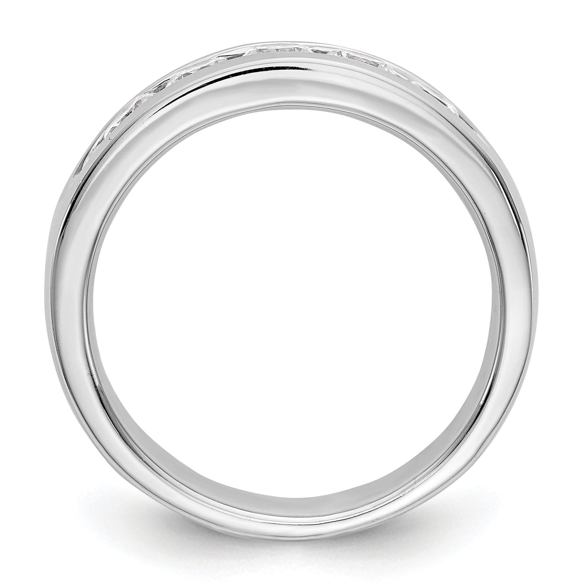 0.75ct. CZ Solid Real 14K White Gold 5-Stone Channel Wedding Band Ring