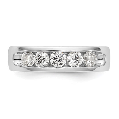 0.75ct. CZ Solid Real 14K White Gold 5-Stone Channel Wedding Band Ring