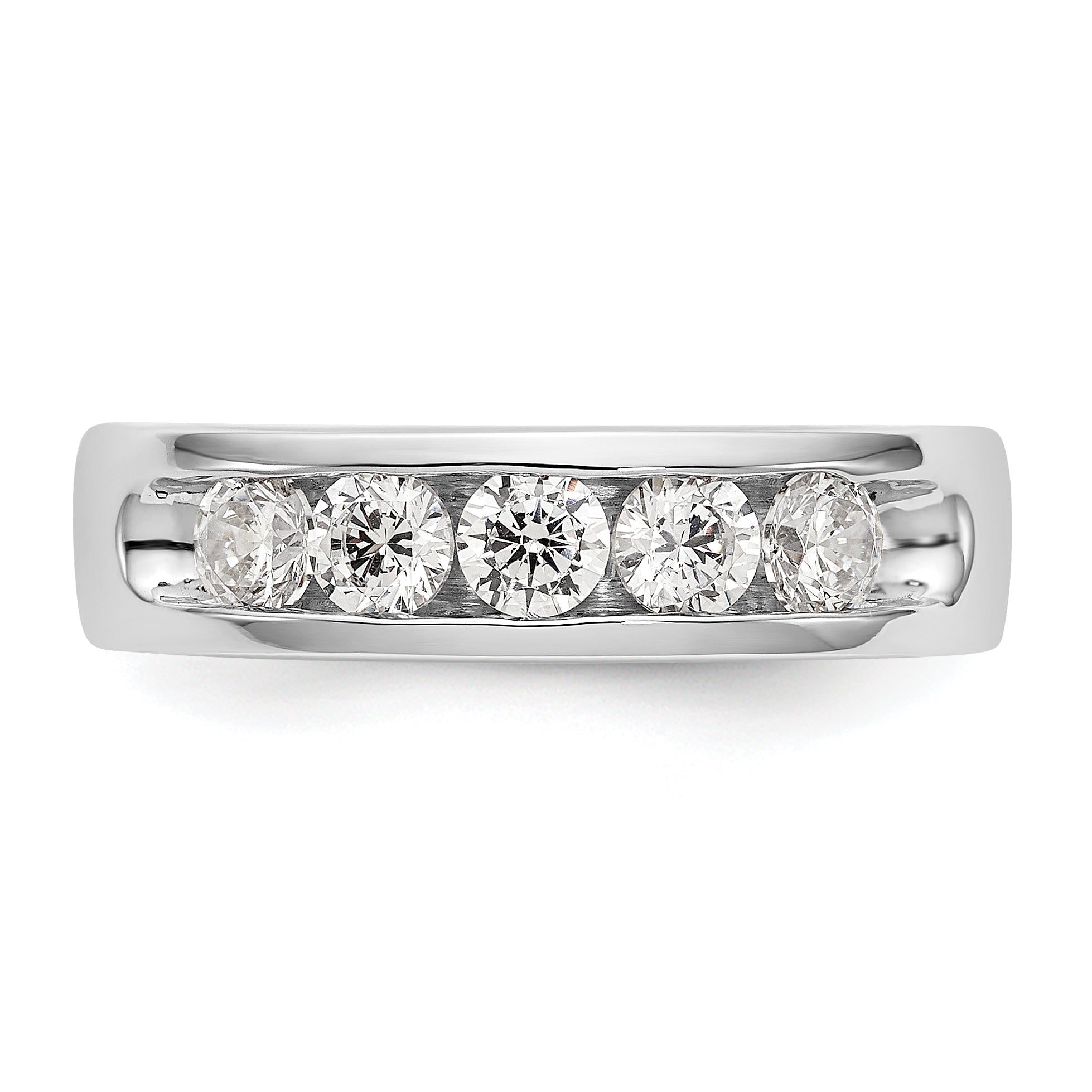 0.75ct. CZ Solid Real 14K White Gold 5-Stone Channel Wedding Band Ring