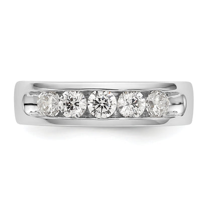 0.75ct. CZ Solid Real 14K White Gold 5-Stone Channel Wedding Band Ring