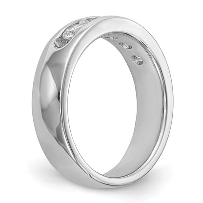 0.75ct. CZ Solid Real 14K White Gold 5-Stone Channel Wedding Band Ring