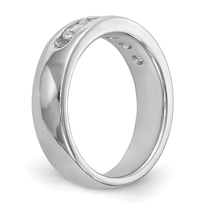 0.75ct. CZ Solid Real 14K White Gold 5-Stone Channel Wedding Band Ring