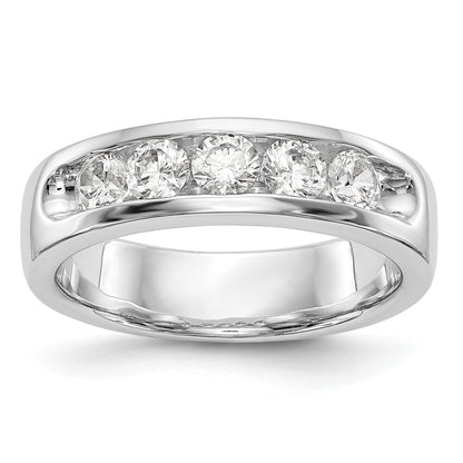 0.75ct. CZ Solid Real 14K White Gold 5-Stone Channel Wedding Band Ring
